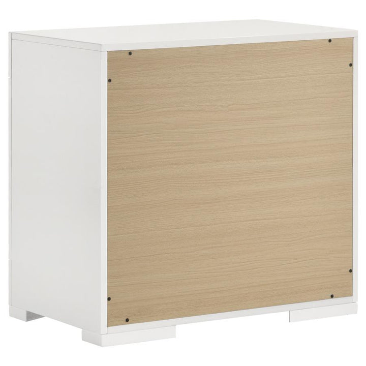 Ives - 2 - Drawer Nightstand Bedside Table - White High Gloss Accent Nightstand modern furniture Contempo Furniture