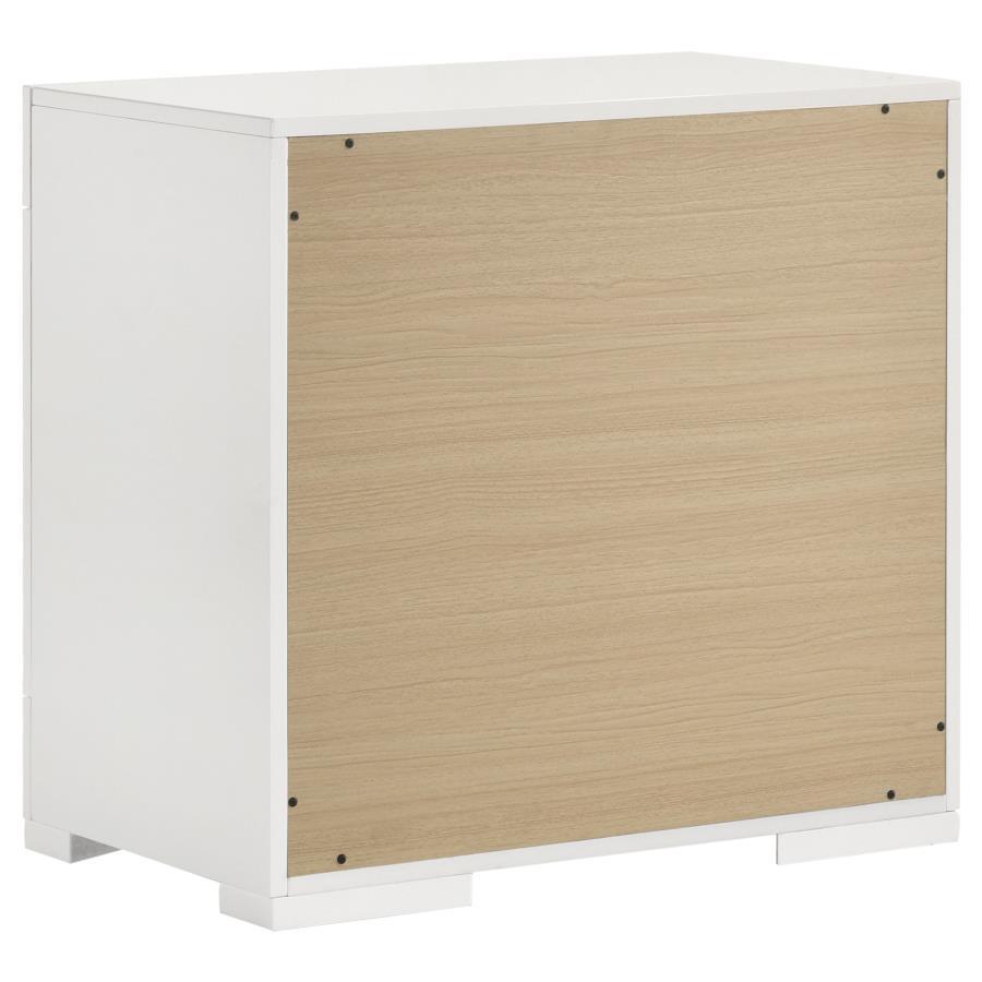 Ives - 2 - Drawer Nightstand Bedside Table - White High Gloss Accent Nightstand modern furniture Contempo Furniture