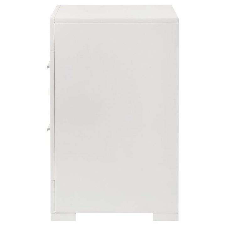 Ives - 2 - Drawer Nightstand Bedside Table - White High Gloss Accent Nightstand modern furniture Contempo Furniture