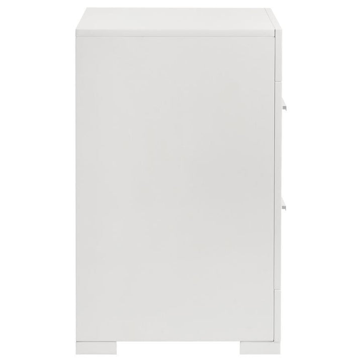 Ives - 2 - Drawer Nightstand Bedside Table - White High Gloss Accent Nightstand modern furniture Contempo Furniture
