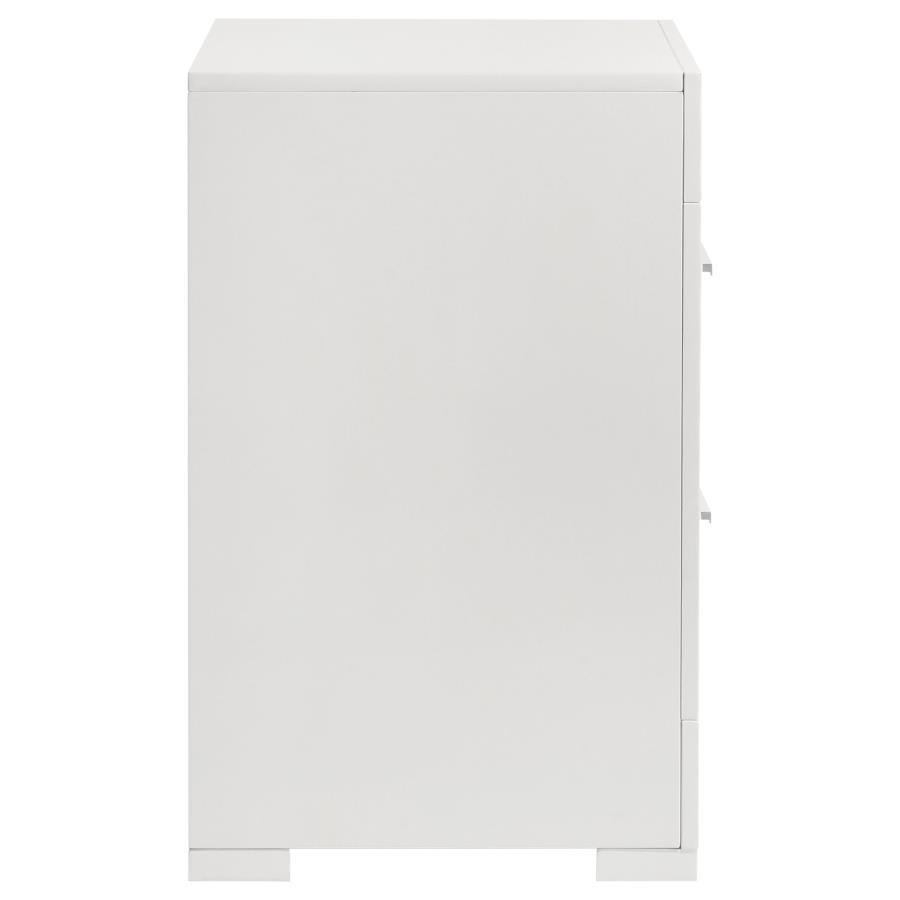 Ives - 2 - Drawer Nightstand Bedside Table - White High Gloss Accent Nightstand modern furniture Contempo Furniture