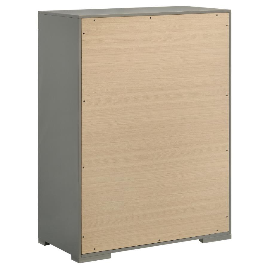 Ives - 5 - Drawer Bedroom Chest Of Drawers - Gray High Gloss Accent Chest modern furniture Contempo Furniture