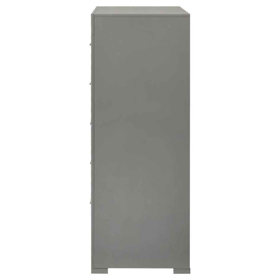 Ives - 5 - Drawer Bedroom Chest Of Drawers - Gray High Gloss Accent Chest modern furniture Contempo Furniture