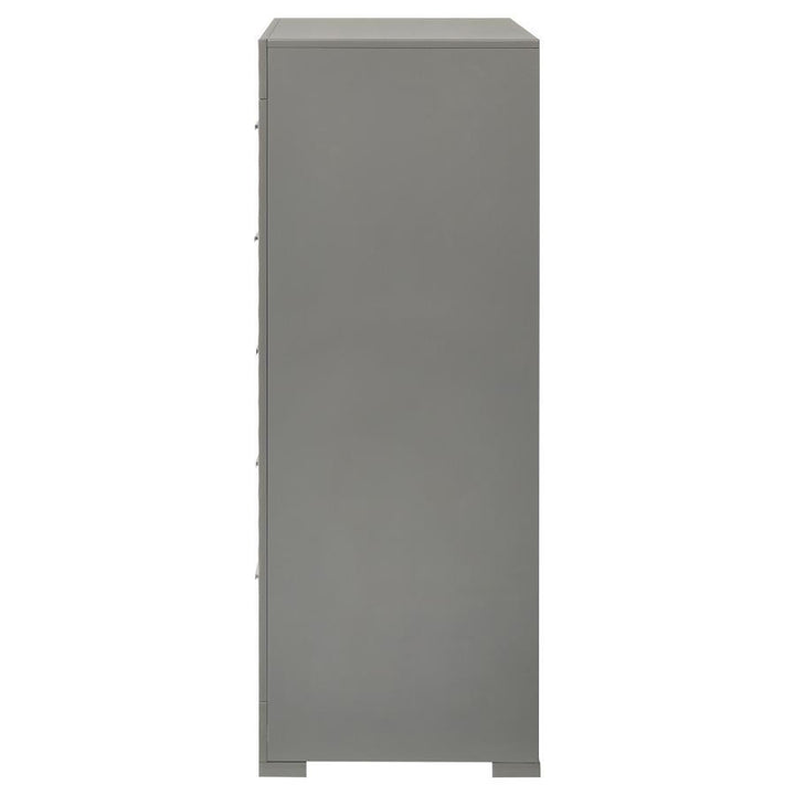 Ives - 5 - Drawer Bedroom Chest Of Drawers - Gray High Gloss Accent Chest modern furniture Contempo Furniture