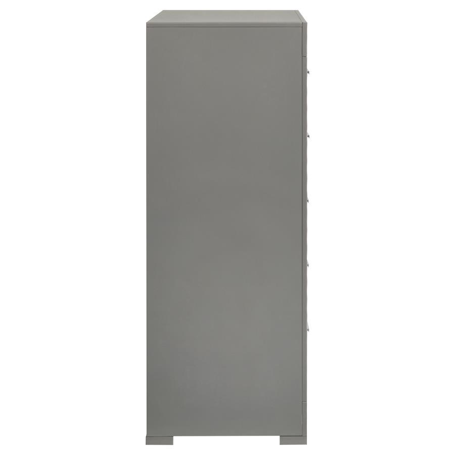 Ives - 5 - Drawer Bedroom Chest Of Drawers - Gray High Gloss Accent Chest modern furniture Contempo Furniture