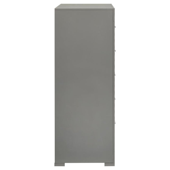 Ives - 5 - Drawer Bedroom Chest Of Drawers - Gray High Gloss Accent Chest modern furniture Contempo Furniture