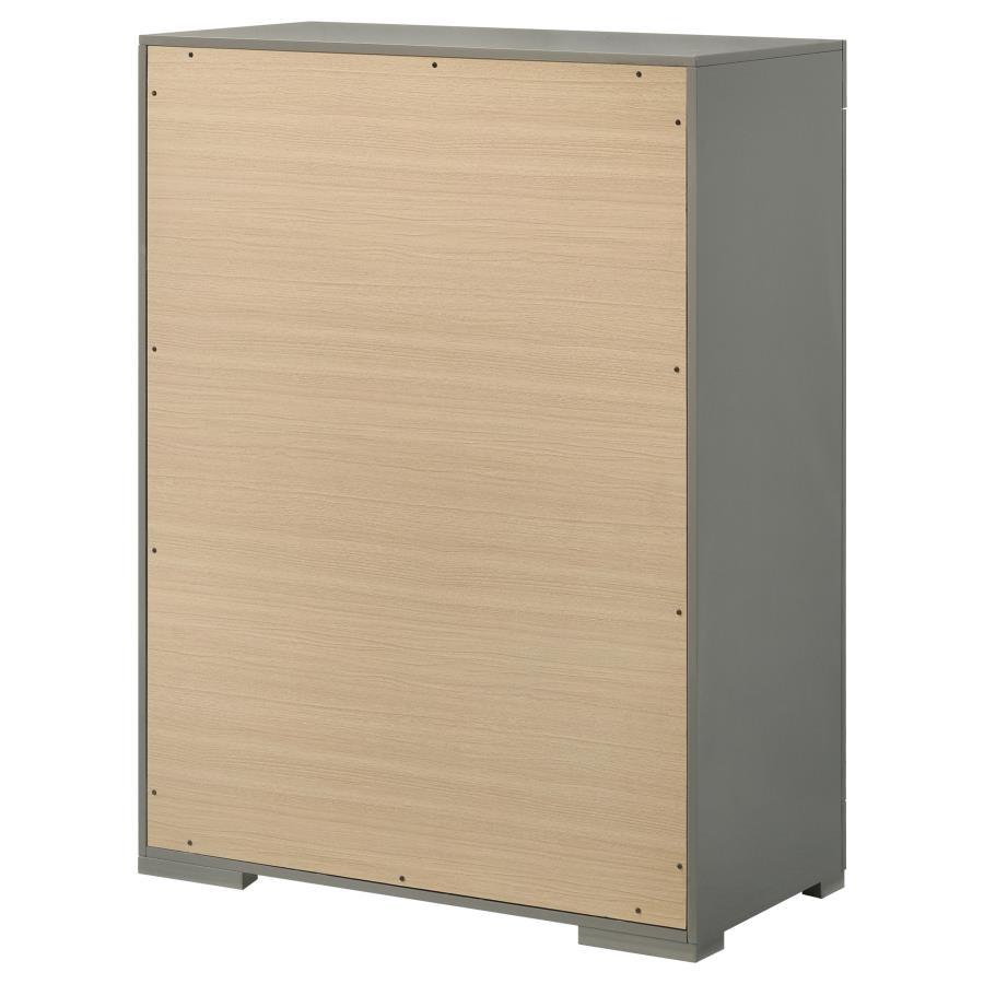 Ives - 5 - Drawer Bedroom Chest Of Drawers - Gray High Gloss Accent Chest modern furniture Contempo Furniture