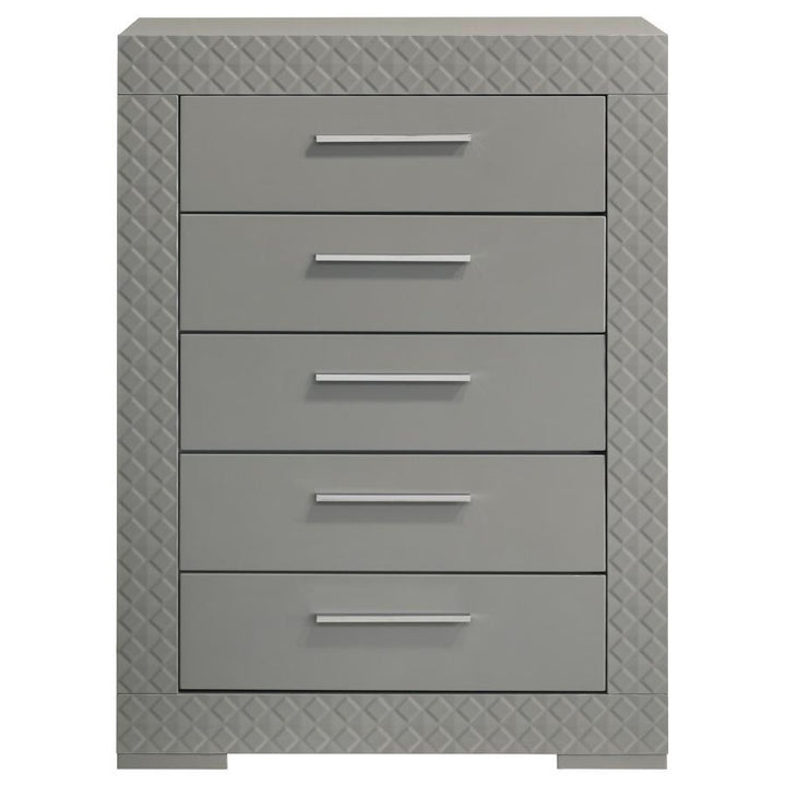 Ives - 5 - Drawer Bedroom Chest Of Drawers - Gray High Gloss Accent Chest modern furniture Contempo Furniture