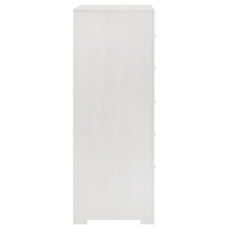Ives - 5 - Drawer Bedroom Chest Of Drawers - White High Gloss Accent Chest modern furniture Contempo Furniture