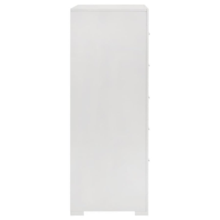 Ives - 5 - Drawer Bedroom Chest Of Drawers - White High Gloss Accent Chest modern furniture Contempo Furniture