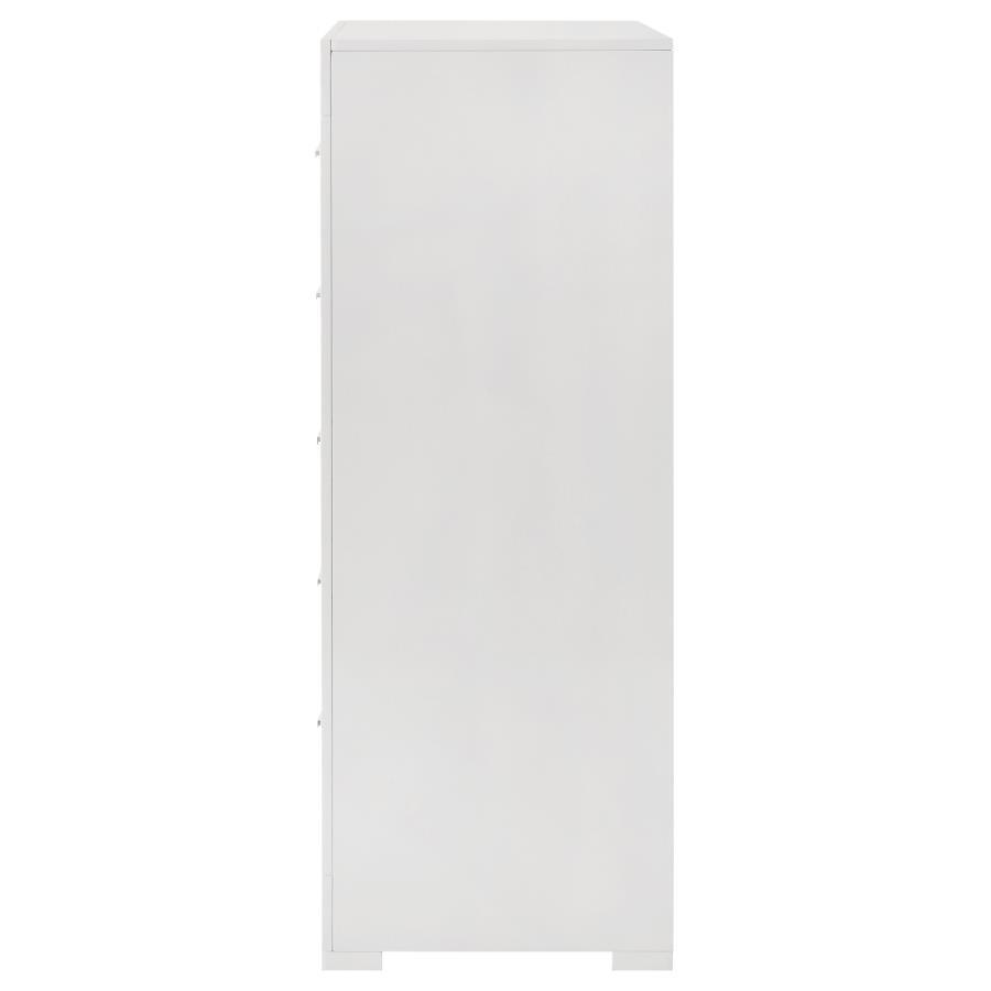 Ives - 5 - Drawer Bedroom Chest Of Drawers - White High Gloss Accent Chest modern furniture Contempo Furniture