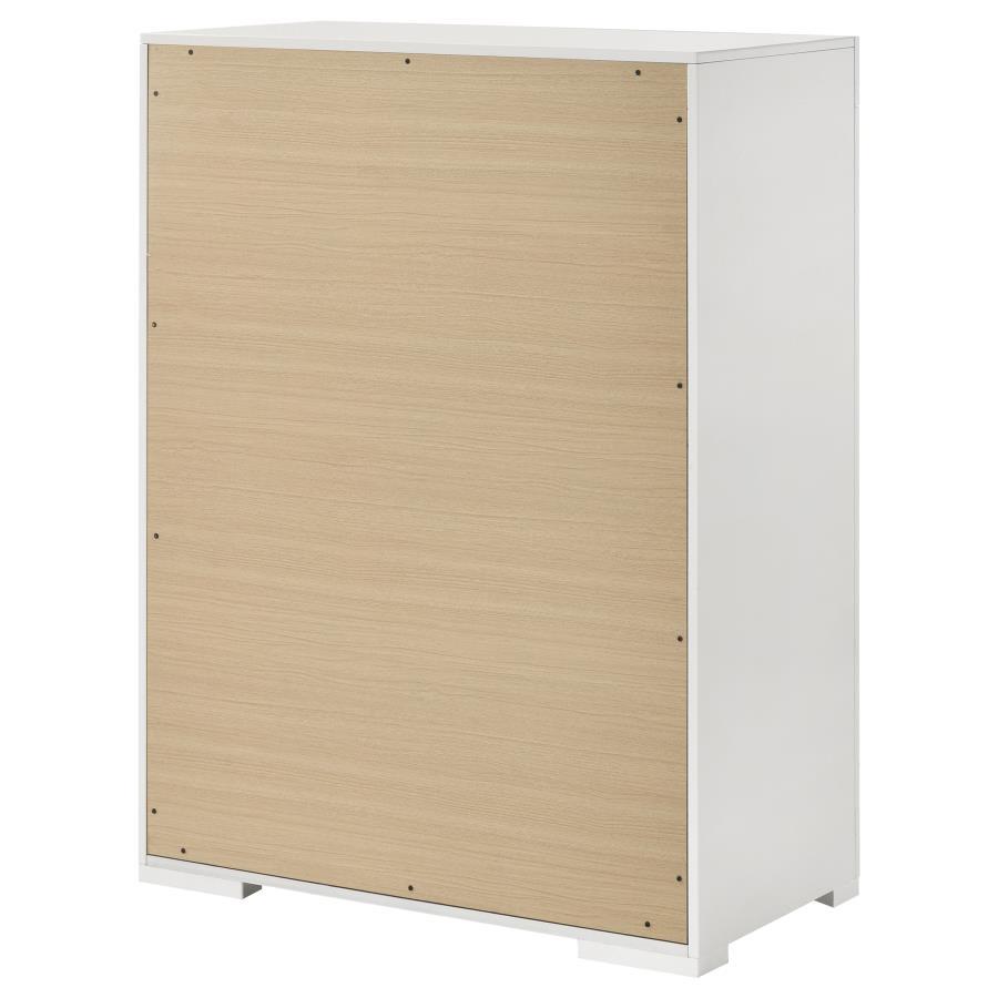 Ives - 5 - Drawer Bedroom Chest Of Drawers - White High Gloss Accent Chest modern furniture Contempo Furniture