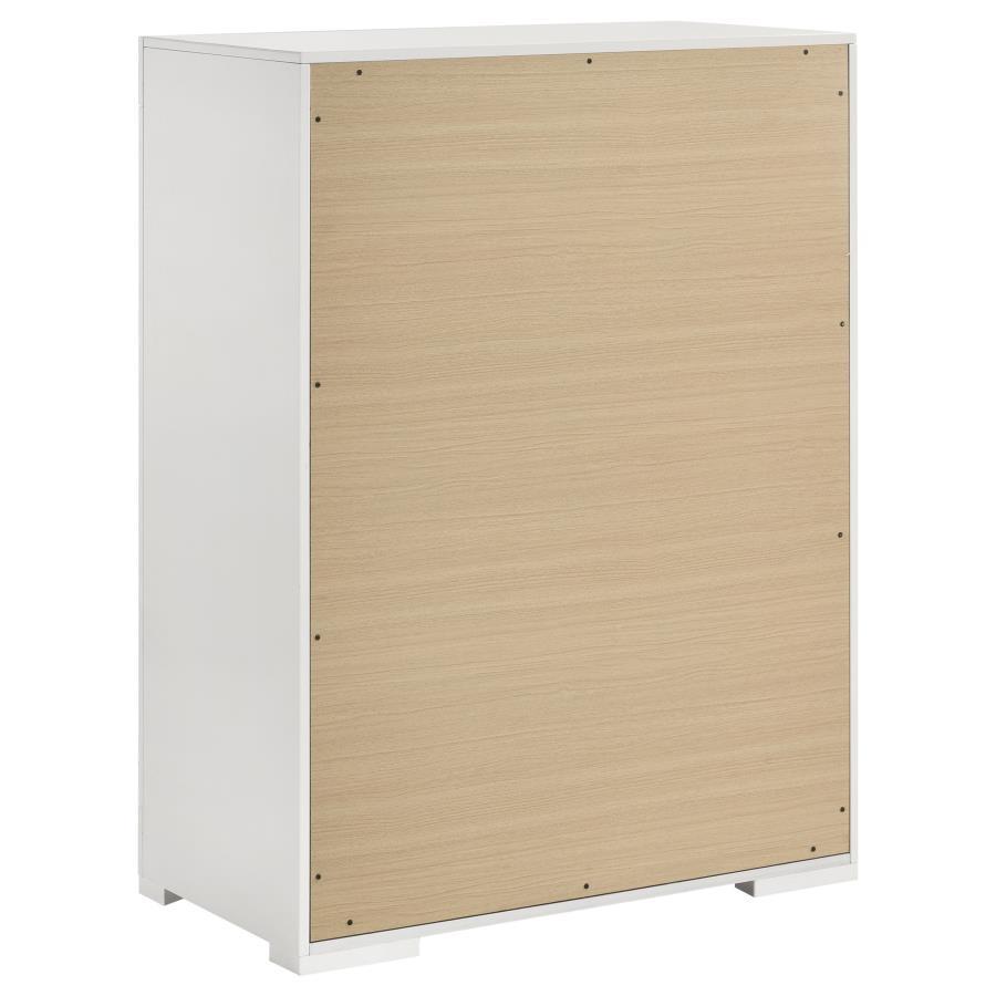 Ives - 5 - Drawer Bedroom Chest Of Drawers - White High Gloss Accent Chest modern furniture Contempo Furniture