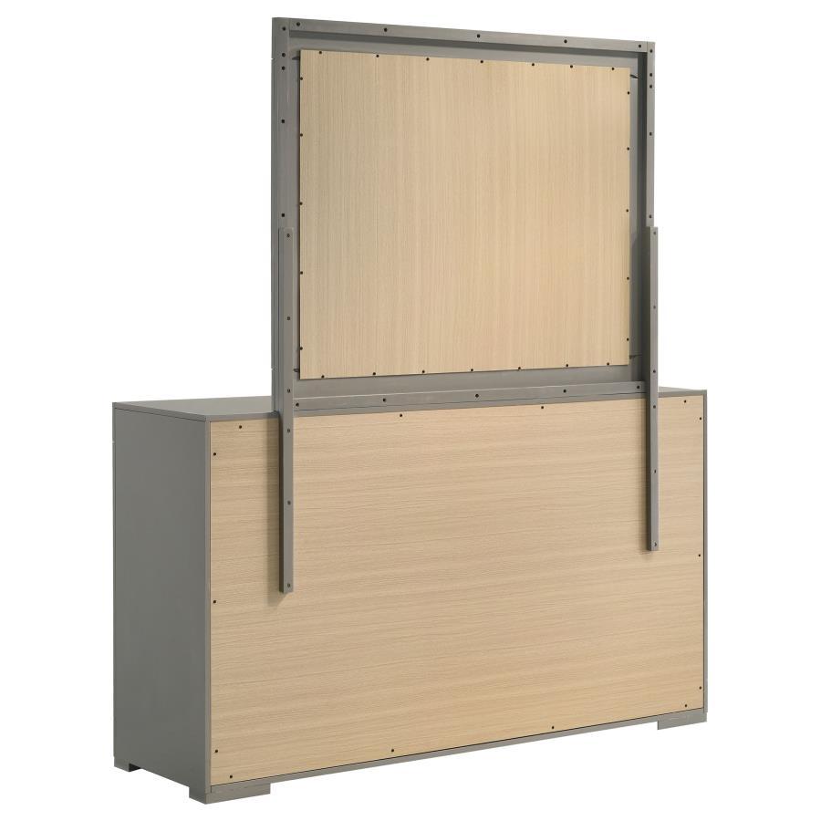 Ives - 6 - Drawer Dresser And Mirror - Gray High Gloss Dresser & Mirror modern furniture Contempo Furniture