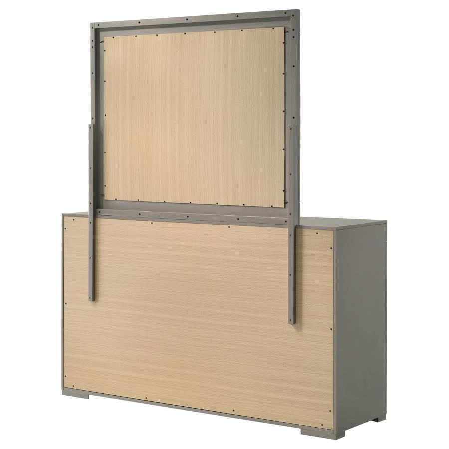 Ives - 6 - Drawer Dresser And Mirror - Gray High Gloss Dresser & Mirror modern furniture Contempo Furniture