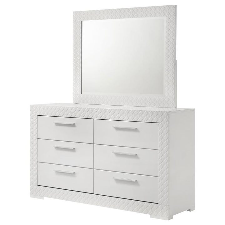 Ives - 6 - Drawer Dresser And Mirror - White High Gloss Dresser &amp; Mirror modern furniture Contempo Furniture
