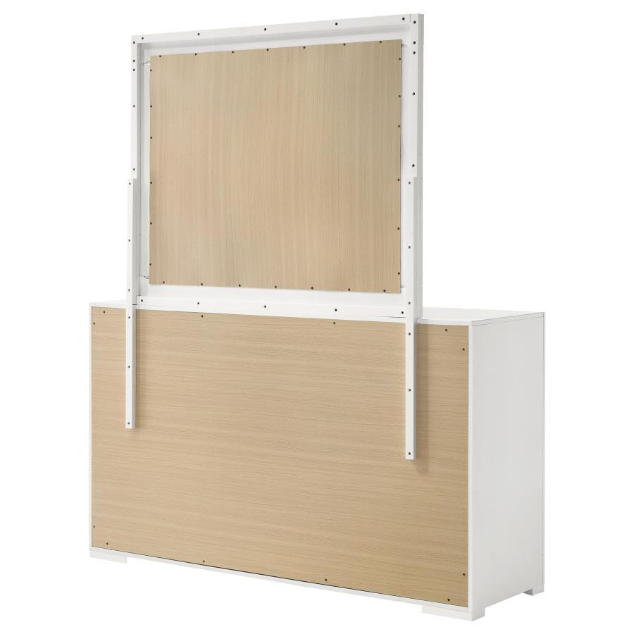 Ives - 6 - Drawer Dresser And Mirror - White High Gloss Dresser & Mirror modern furniture Contempo Furniture