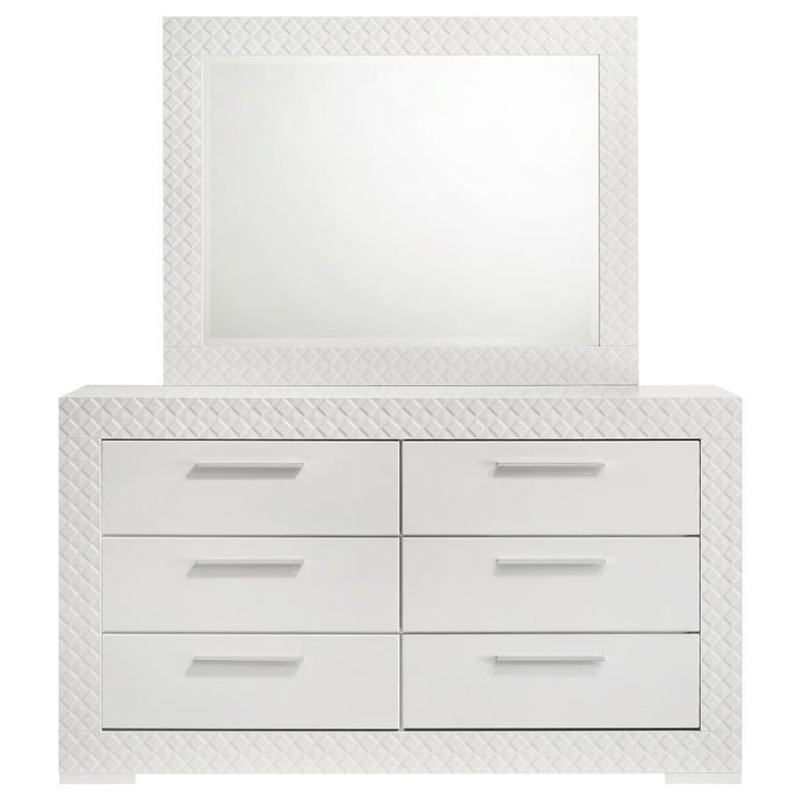 Ives - 6 - Drawer Dresser And Mirror - White High Gloss Dresser &amp; Mirror modern furniture Contempo Furniture