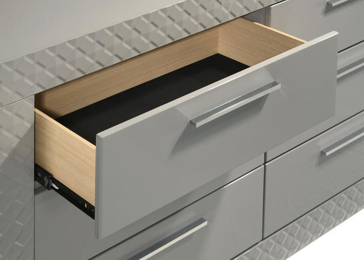 Ives - 6 - Drawer Dresser Cabinet - Gray High Gloss Dressers modern furniture Contempo Furniture