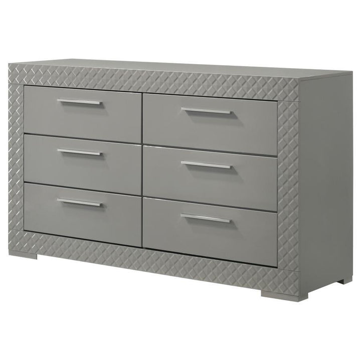 Ives - 6 - Drawer Dresser Cabinet - Gray High Gloss Dressers modern furniture Contempo Furniture