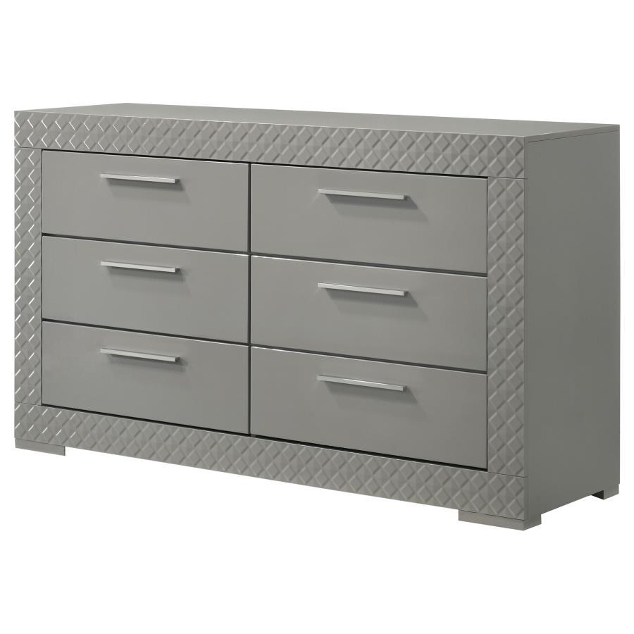Ives - 6 - Drawer Dresser Cabinet - Gray High Gloss Dressers modern furniture Contempo Furniture