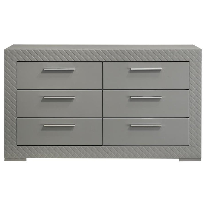 Ives - 6 - Drawer Dresser Cabinet - Gray High Gloss Dressers modern furniture Contempo Furniture