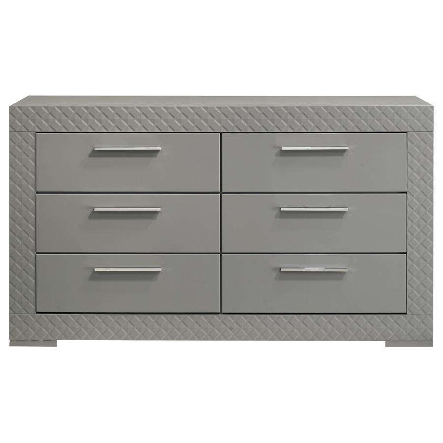 Ives - 6 - Drawer Dresser Cabinet - Gray High Gloss Dressers modern furniture Contempo Furniture