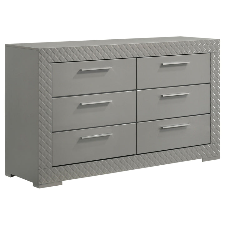 Ives - 6 - Drawer Dresser Cabinet - Gray High Gloss Dressers modern furniture Contempo Furniture
