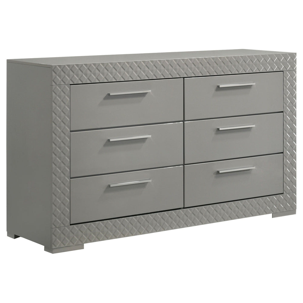 Ives - 6 - Drawer Dresser Cabinet - Gray High Gloss Dressers modern furniture Contempo Furniture