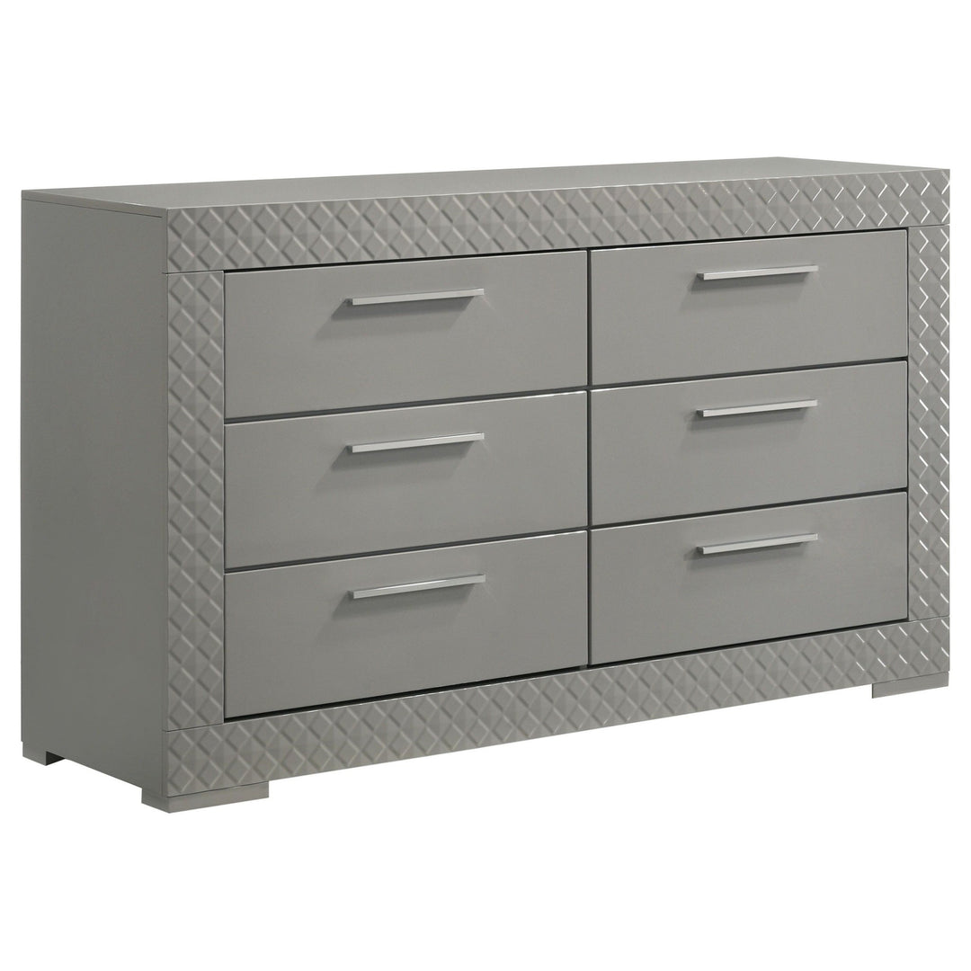 Ives - 6 - Drawer Dresser Cabinet - Gray High Gloss Dressers modern furniture Contempo Furniture