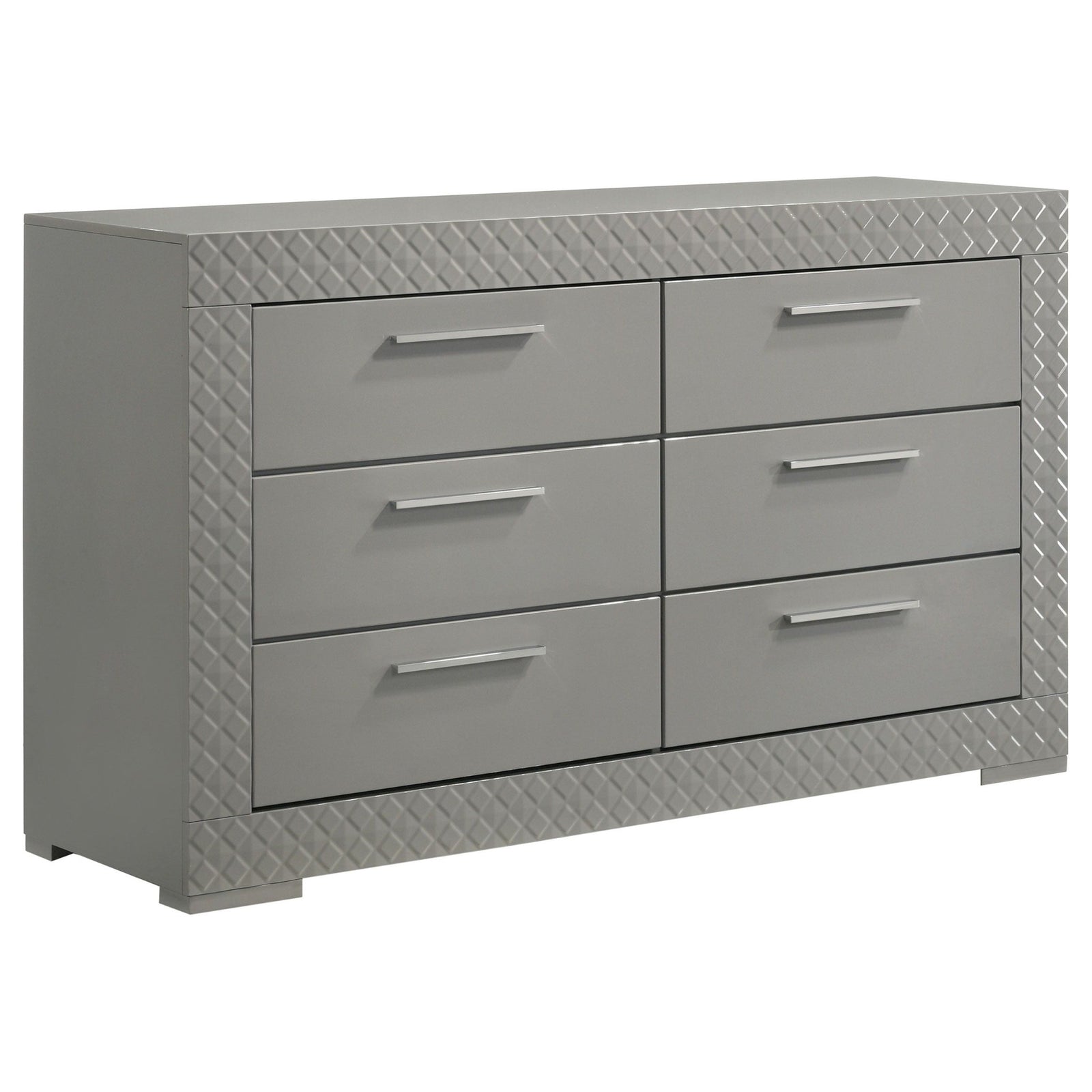 Ives - 6 - Drawer Dresser Cabinet - Gray High Gloss Dressers modern furniture Contempo Furniture