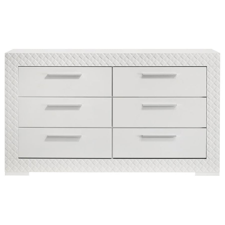 Ives - 6 - Drawer Dresser Cabinet - White High Gloss Dressers modern furniture Contempo Furniture