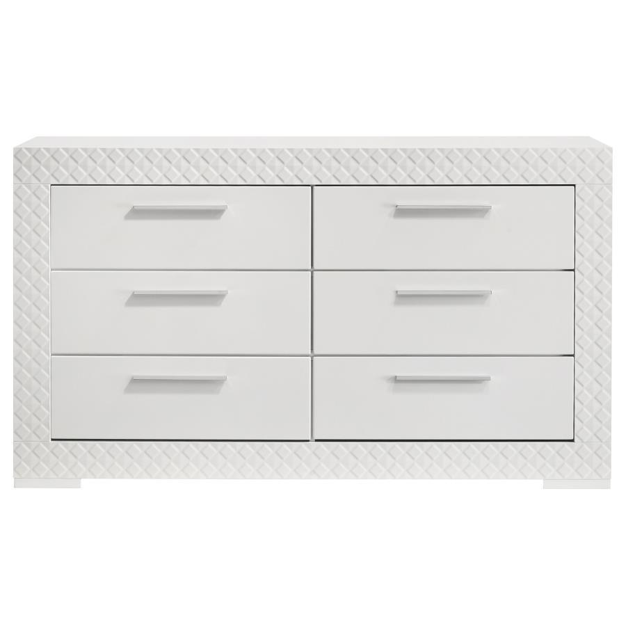 Ives - 6 - Drawer Dresser Cabinet - White High Gloss Dressers modern furniture Contempo Furniture