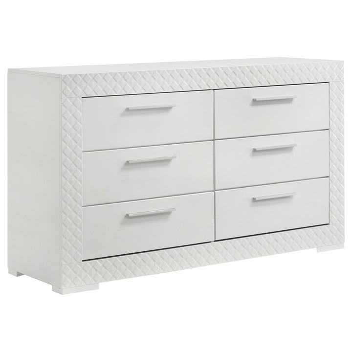 Ives - 6 - Drawer Dresser Cabinet - White High Gloss Dressers modern furniture Contempo Furniture
