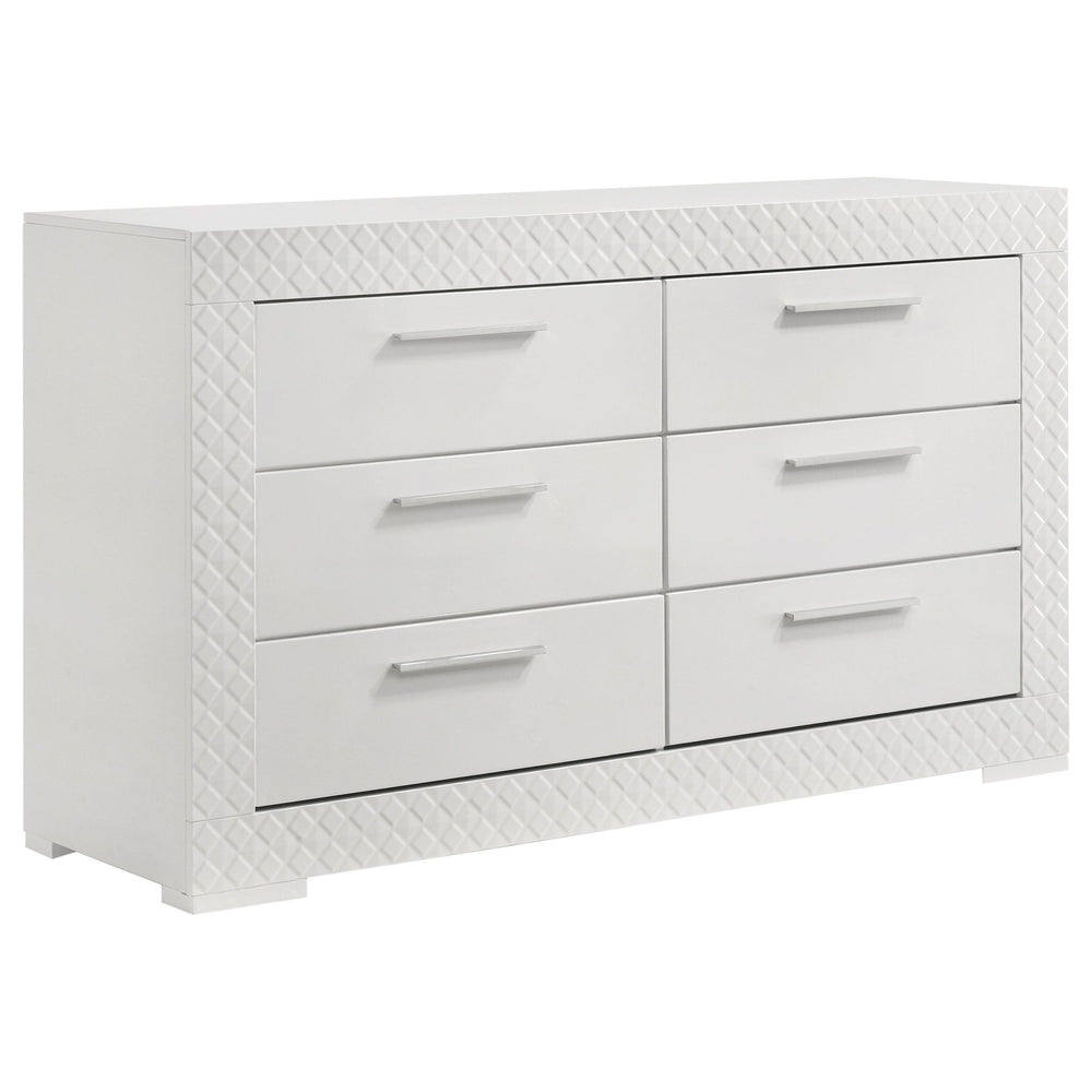 Ives - 6 - Drawer Dresser Cabinet - White High Gloss Dressers modern furniture Contempo Furniture