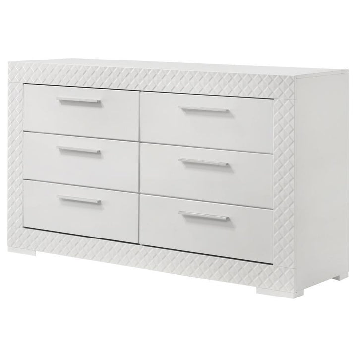 Ives - 6 - Drawer Dresser Cabinet - White High Gloss Dressers modern furniture Contempo Furniture
