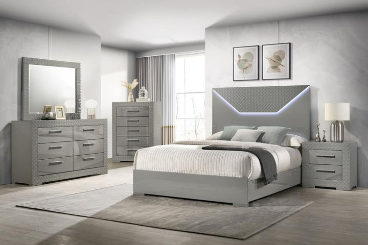 Ives - Dresser Mirror - Gray High Gloss Mirror modern furniture Contempo Furniture