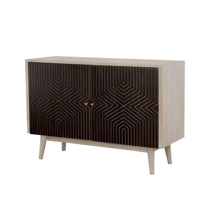 Ixora - 2 Door Wood Accent Cabinet - White Washed And Black Accent Cabinet modern furniture Contempo Furniture