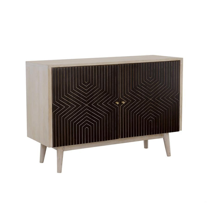 Ixora - 2 Door Wood Accent Cabinet - White Washed And Black Accent Cabinet modern furniture Contempo Furniture