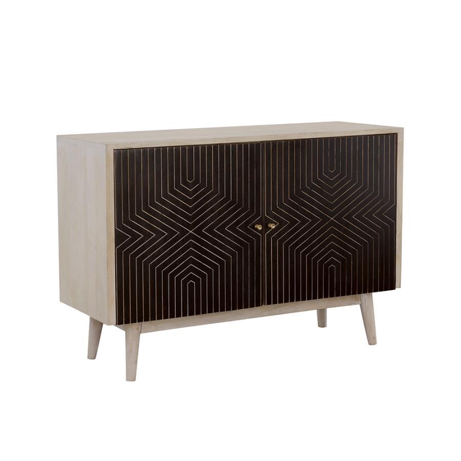 Ixora - 2 Door Wood Accent Cabinet - White Washed And Black Accent Cabinet modern furniture Contempo Furniture