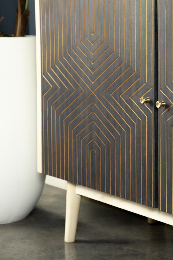 Ixora - 2 Door Wood Accent Cabinet - White Washed And Black Accent Cabinet modern furniture Contempo Furniture