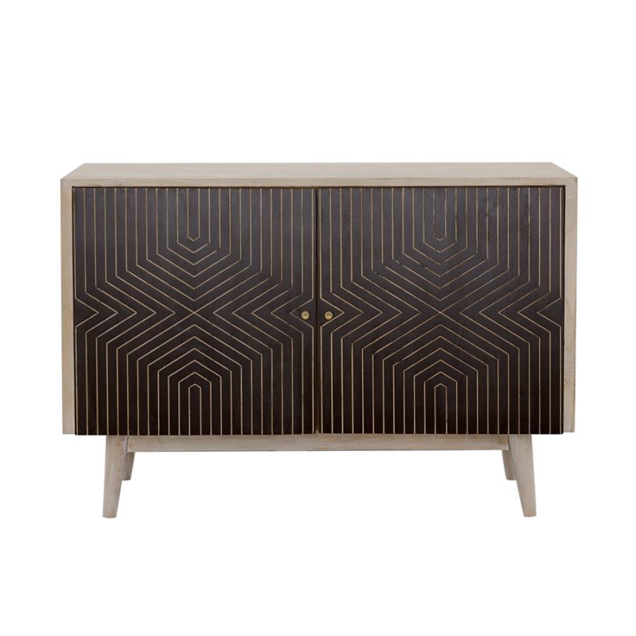 Ixora - 2 Door Wood Accent Cabinet - White Washed And Black Accent Cabinet modern furniture Contempo Furniture