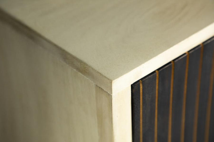 Ixora - 2 Door Wood Accent Cabinet - White Washed And Black Accent Cabinet modern furniture Contempo Furniture