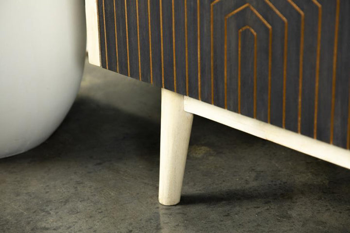 Ixora - 2 Door Wood Accent Cabinet - White Washed And Black Accent Cabinet modern furniture Contempo Furniture