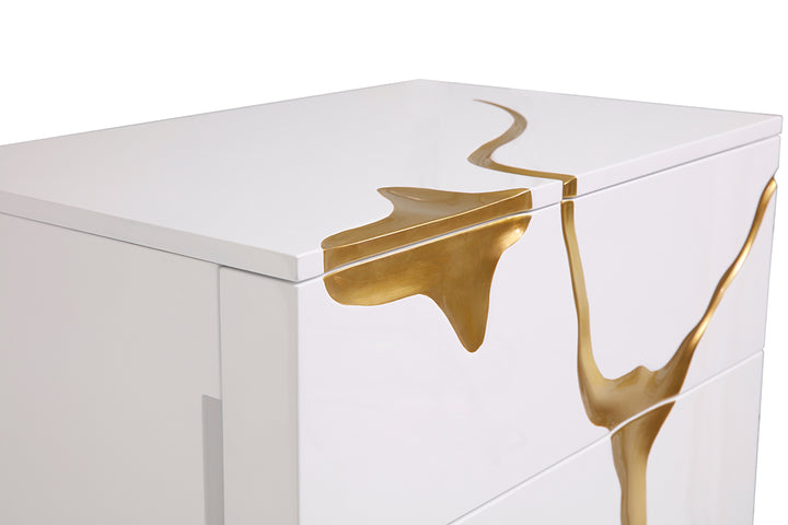 Aspen Modern White &amp; Gold Chest