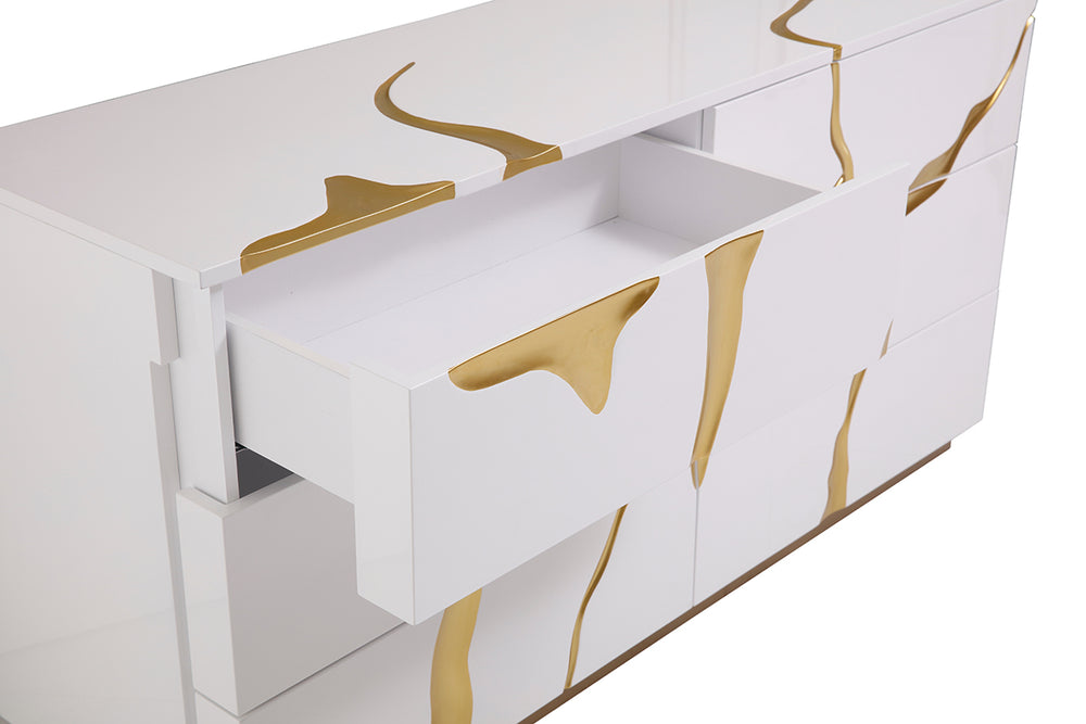 Aspen Modern Wide White and Gold Dresser - View 5