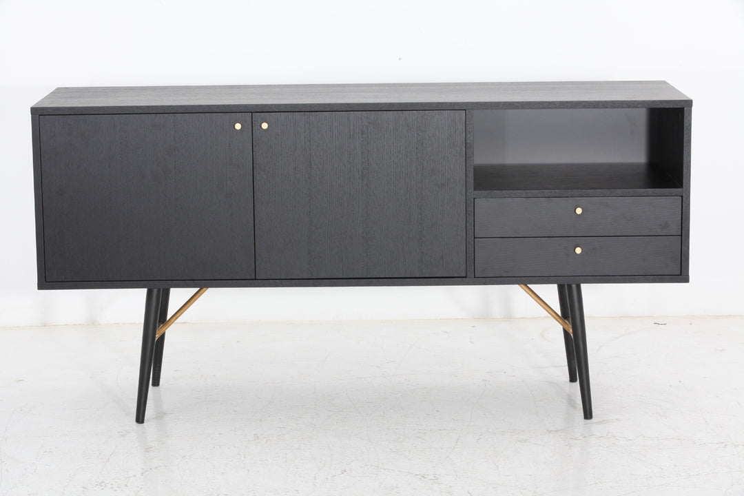 Billy Modern Black Oak & Gold Buffet