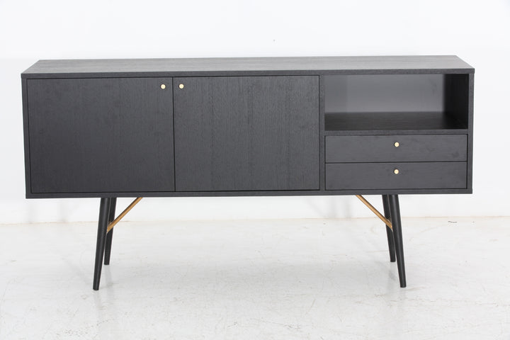 Billy Modern Black Oak & Gold Buffet