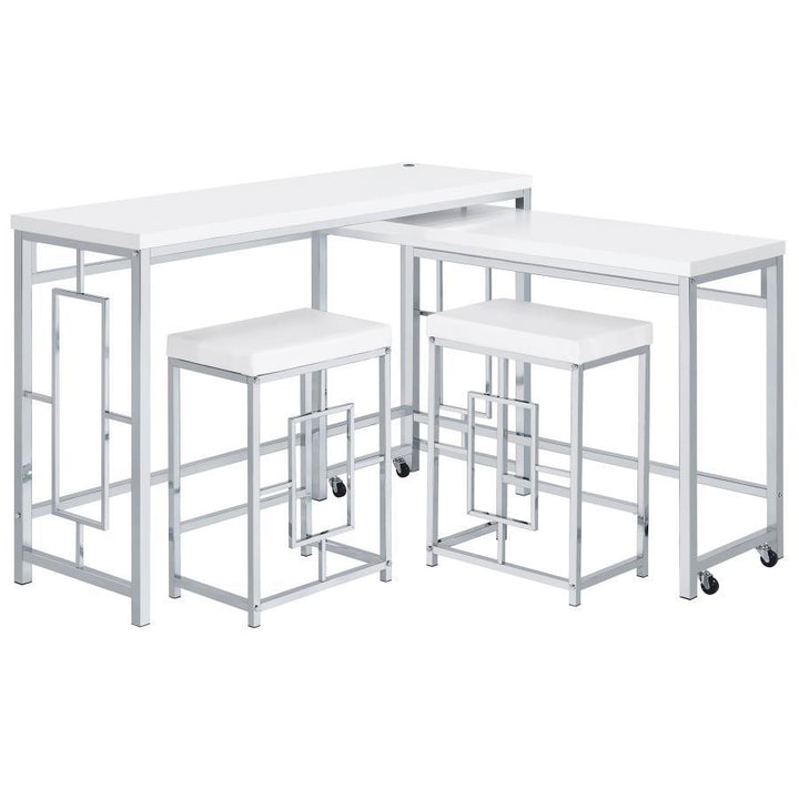 Jackson - 4 Piece Multipurpose Counter Height Table Set - White 4 - Piece Dining Room Set modern furniture Contempo Furniture