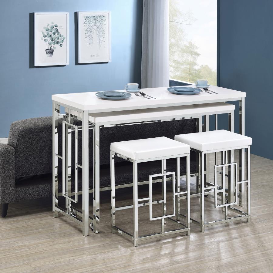Jackson - 4 Piece Multipurpose Counter Height Table Set - White 4 - Piece Dining Room Set modern furniture Contempo Furniture